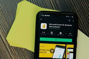 Microsoft Power BI dev app on Smartphone screen. Power BI is a freeware web browser developed by Microsoft Corporation. BEKASI, INDONESIA. NOVEMBER 25, 2020 photo