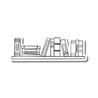 Doodle cartoon Books on Bookshelf. Hand drawn black line. Vector illustration.