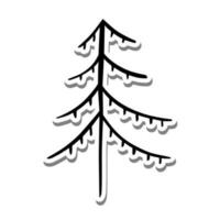 Remains of Christmas Tree on white silhouette and gray shadow. Vector illustration for decoration or any design.