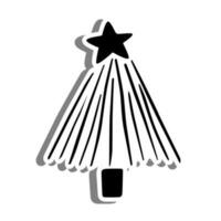 Christmas Tree on white silhouette and gray shadow. Vector illustration for decoration or any design.