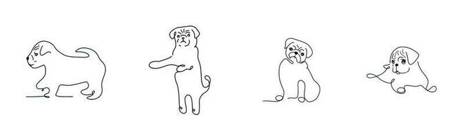 Hand drawing dog set. Illustration dog set.  Drawing of dog set on white backgroung for component of design. vector