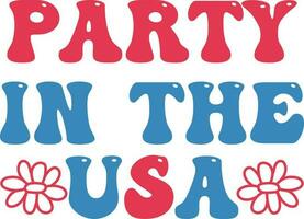 Party in the USA 4th of July typography t-shirt design vector