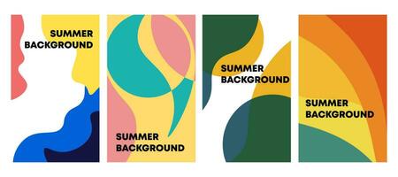 Collection concept of summer background. Abstract art of liquid, fluid, wavy, and geometric shapes. Templates for celebration, ads, branding, banner, cover, label, poster, sales vector