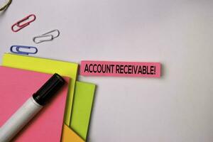 Account Receivable on sticky notes isolated on white background. photo