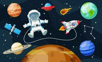 Hand drawn colorful space background. Vector illustration
