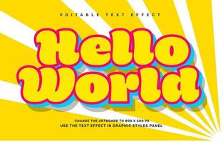 Hello world editable text effect template vector