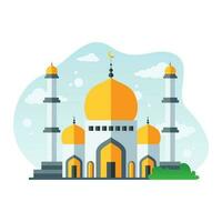 Mosque in flat design style isolated on white background, vector illustration