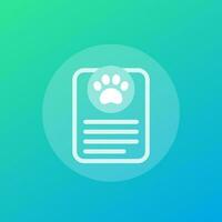 Dog, pet document icon, vector