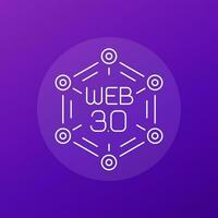 web 3.0 línea icono, descentralizado web vector