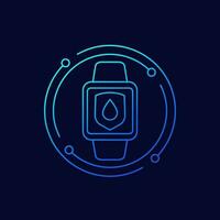 waterproof smart watch line icon vector