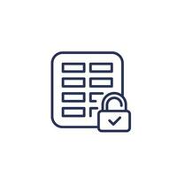 document protection line icon with a spreadsheet vector