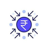 cost reducing and optimization icon with indian rupee vector