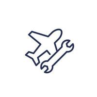 airplane repair service line icon with a wrench vector