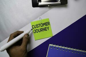 Customer Journey text on sticky notes with color office desk concept photo