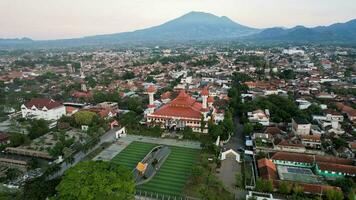 Aerial view of The Largest Mosque Agung Cianjur, Ramadan Eid Concept background, Travel and tourism. Cianjur, Indonesia, July 6, 2022 photo