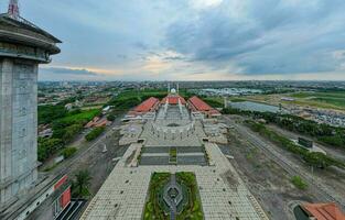 Aerial view of Great Mosque in Central Java. It is the largest mosque in Southeast Asia. Semarang - Indonesia. December 6, 2021 photo