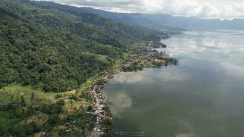 Aerial view of panorama of Maninjau Lake West Sumatra, Danau maninjau. sumatra, Indonesia, January 24, 2023 photo