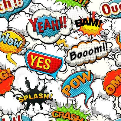 Colorful comics seamless pattern with bright speech bubbles vector illustration