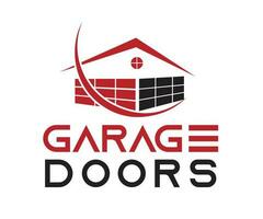 Residential house garage doors icon based logo vector illustration with dummy text for multi purpose use.