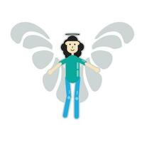 Abstract flat character holy 'Angel' with wings vector illustration design on white background.