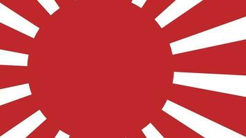 imperial japonés Armada bandera, creciente Dom bandera, imperio de Japón bandera con dieciséis rayos en un rojo circulo y hilado desde centro. 4k uhd video