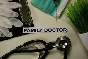 Family Doctors with inspiration and healthcare medical concept on desk background photo