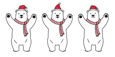 bear vector polar bear Christmas Santa Claus Xmas scarf cartoon character icon logo illustration white