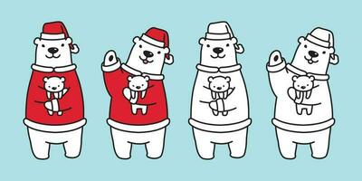 oso vector polar oso Navidad Papa Noel claus sombrero osito de peluche dibujos animados personaje ilustración