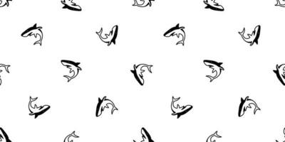 shark seamless pattern vector dolphin whale ocean wave island scarf isolated tile background repeat wallpaper