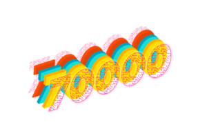 70000 suscriptores celebracion saludo número con tecnología diseño png