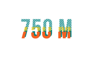 750 million subscribers celebration greeting Number with stripe design png