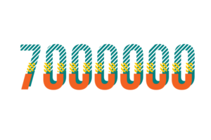 7000000 subscribers celebration greeting Number with stripe design png