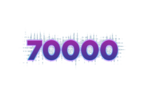 70000 les abonnés fête salutation nombre avec violet embrasé conception png