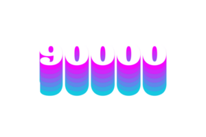 90000 subscribers celebration greeting Number with multi color design png