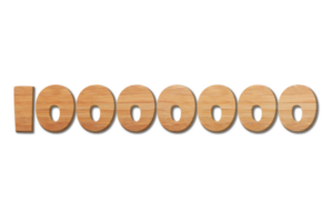 10000000 subscribers celebration greeting Number with wood design png