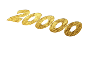20000 abonnees viering groet aantal met gouden papier ontwerp png