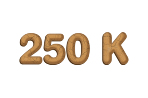 250 k prenumeranter firande hälsning siffra med lera design png