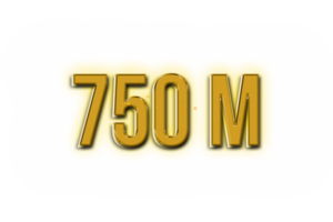 750 million subscribers celebration greeting Number with golden design png