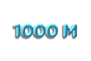 1000 million subscribers celebration greeting Number with plastic design png