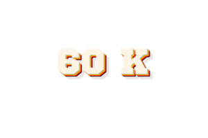 60 k subscribers celebration greeting Number with retro 2 design png