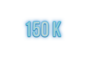 150 K iscritti celebrazione saluto numero con bannerneon design png