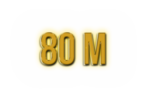 80 million subscribers celebration greeting Number with golden design png