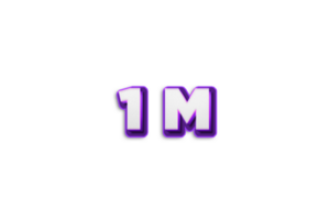 1 million subscribers celebration greeting Number with purple 3d design png