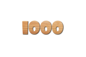 1000 subscribers celebration greeting Number with wood design png