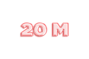 20 million subscribers celebration greeting Number with rose gold design png