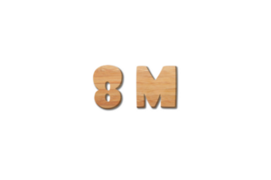 8 million subscribers celebration greeting Number with wood design png