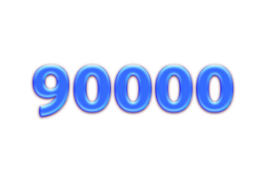 90000 subscribers celebration greeting Number with blue glosse design png