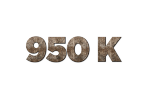 950 k subscribers celebration greeting Number with old walnut wood design png