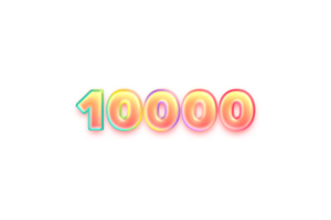 10000 subscribers celebration greeting Number with candy color design png