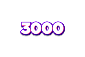 3000 suscriptores celebracion saludo número con púrpura y rosado diseño png